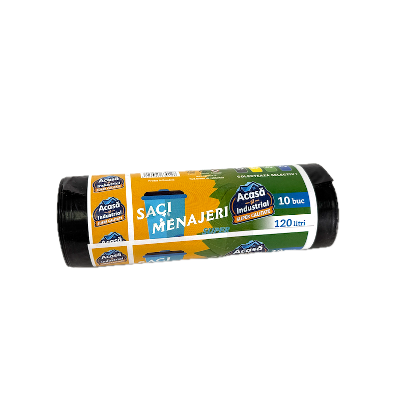 Saci Menajeri Negri 120 L, 10 Buc/Rola, Produsi In Romania