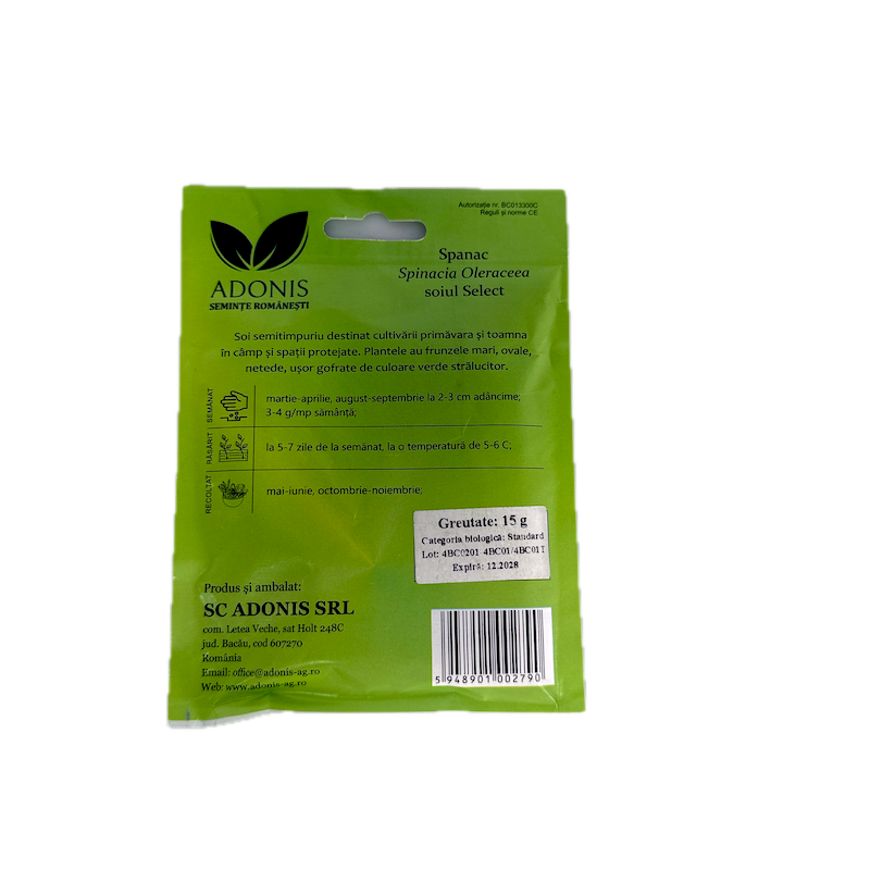 Seminte Spanac Select 15 Gr, Adonis