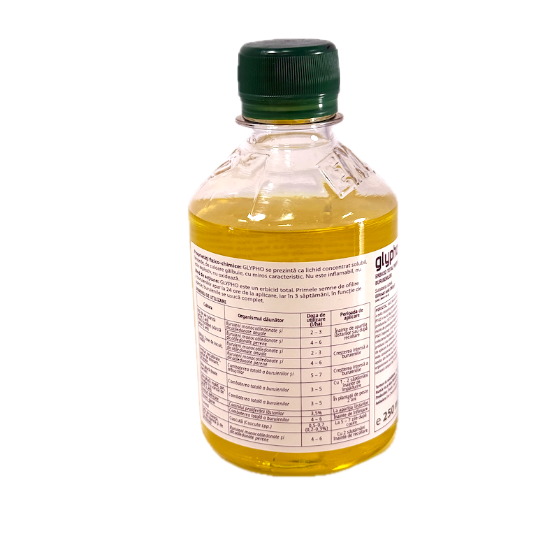 Glypho 250 Ml, Erbicid Total Sistemic, Post Emergent, Neselectiv, Glifosat (Buruieni Monocotiledonate Si Dicotiledonate, Anuale Si Perene)