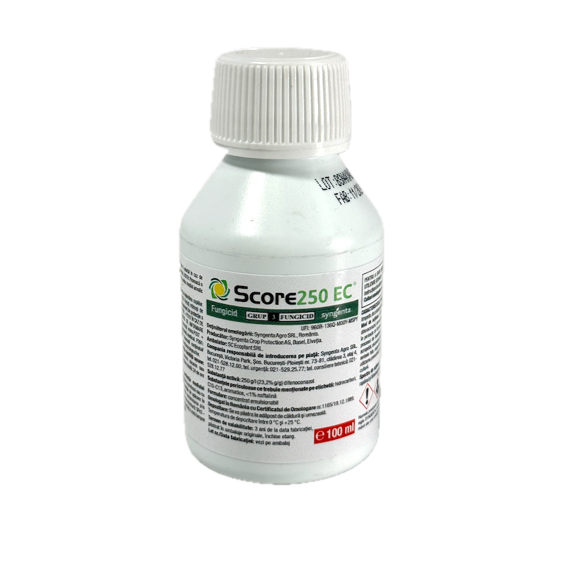 Score 250Ec 100 Ml, Fungicid Sistemic, Syngenta, Rapan, Monilioza, Fainare, Alternarioza, Basicarea Frunzelor; (Cais, Capsun, Cires, Mar, Piersic, Rapita, Sfecla Zahar, Tomate, Visin)
