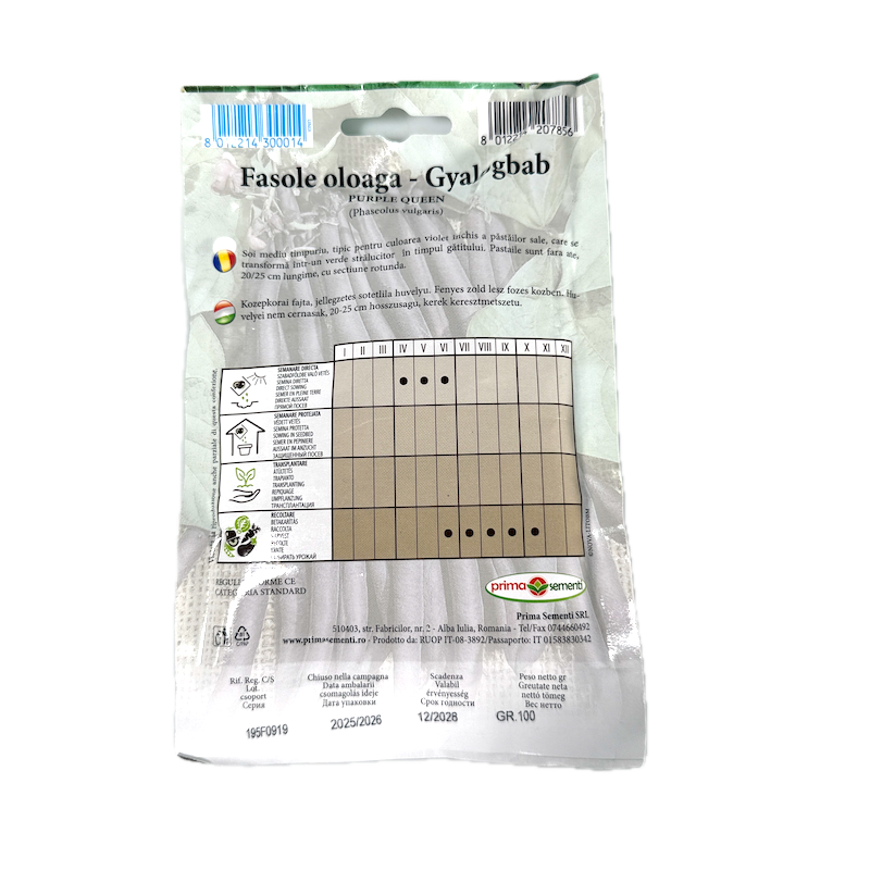 Seminte Fasole Oloaga Rosie Fideluta Purple Queen 100 Gr, Prima Sementi