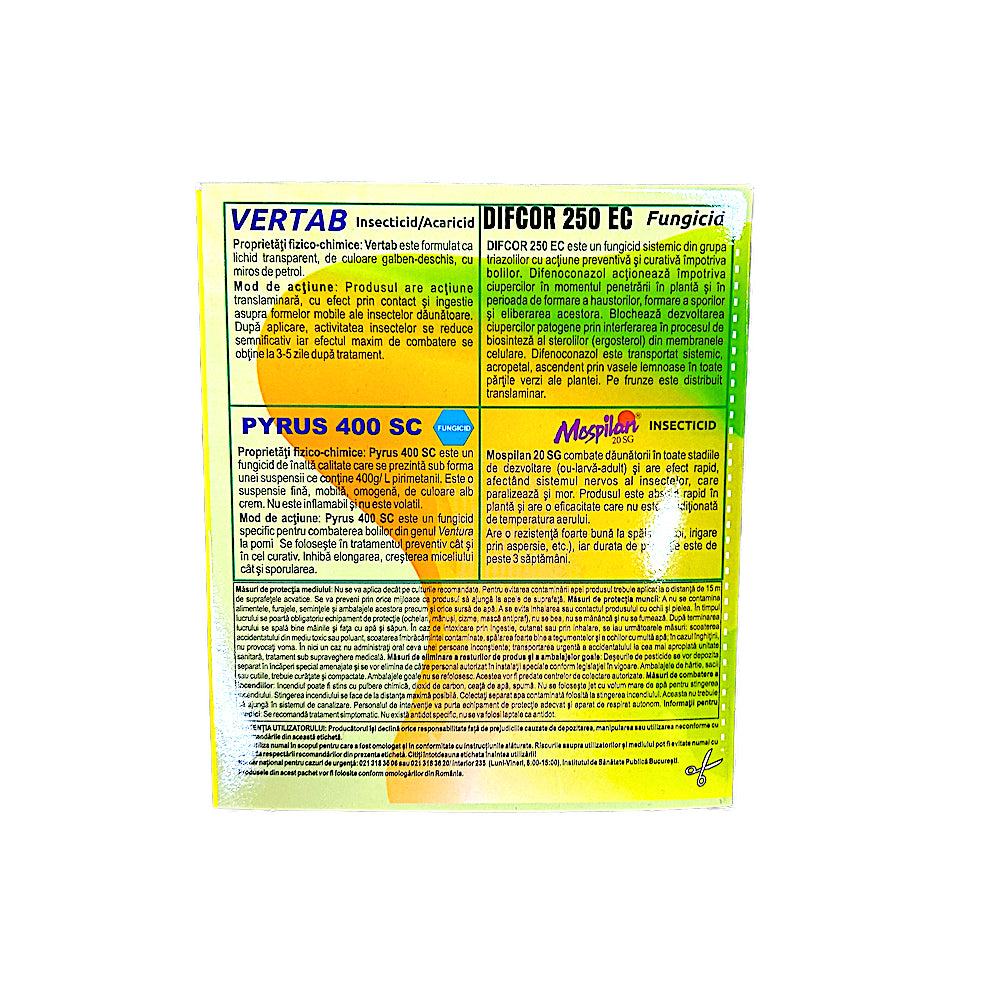 Pachet Stropirea 6 Pentru Pomi Pentru 10 L Apa, Solarex, Contine Vertab, Difcor 250Ec, Pyrus 400Sc, Mospilan 20Sg