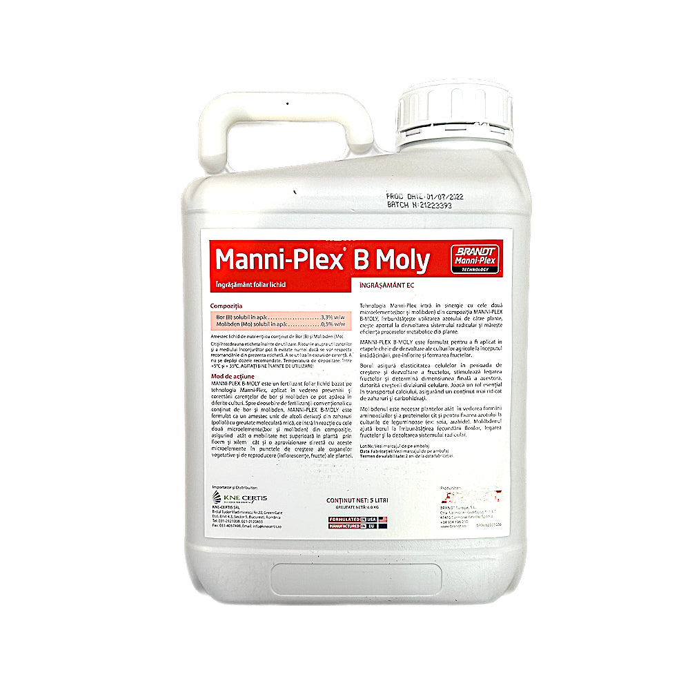 Brandt Manni Plex B Molly 5L, Ingrasamant Foliar Lichid Pe Baza De Bor Si Molibden