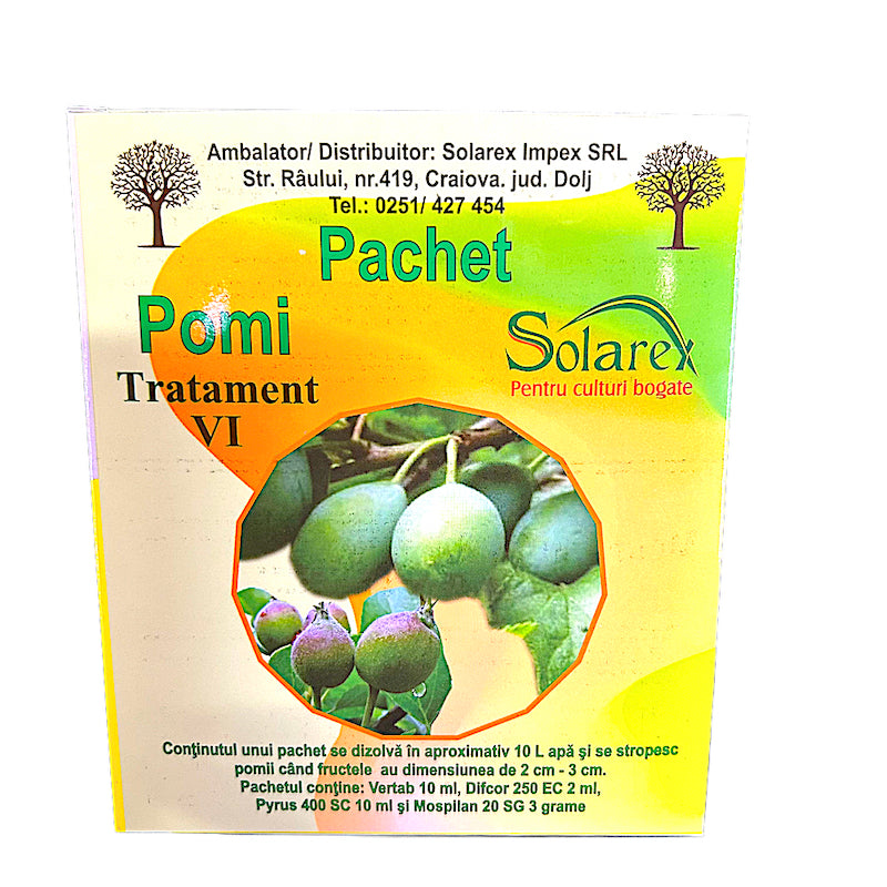 Pachet Stropirea 6 Pentru Pomi Pentru 10 L Apa, Solarex, Contine Vertab, Difcor 250Ec, Pyrus 400Sc, Mospilan 20Sg