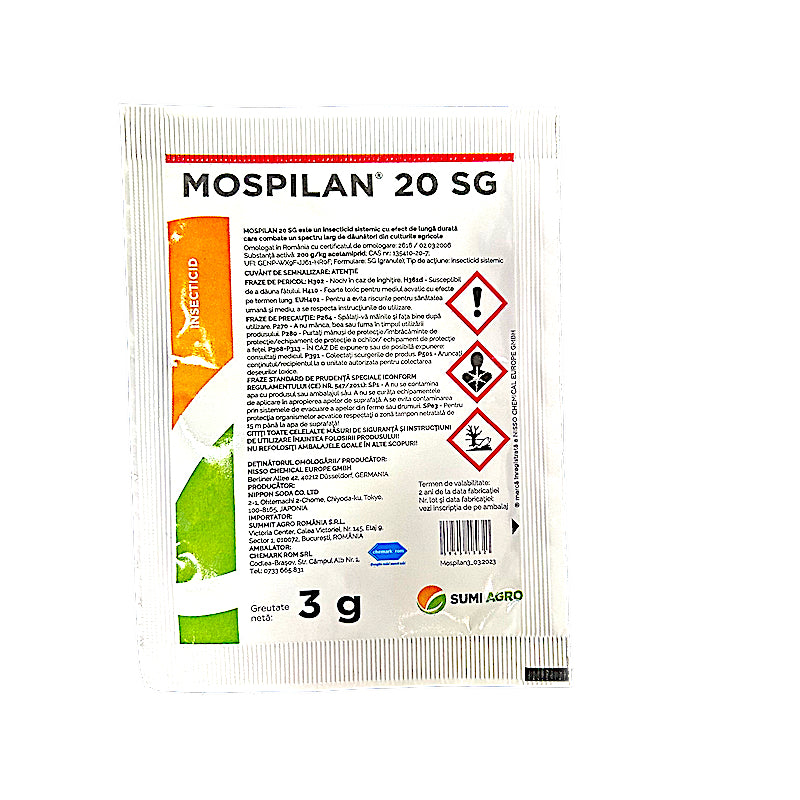 Mospilan 20Sg 3 Gr Insecticid Sistemic Nippon Soda (Cartof, Grau, Porumb, Ardei Solarii, Castraveti Solarii, Varza, Ceapa, Mar, Prun, Par, Rapita, Vita De Vie)