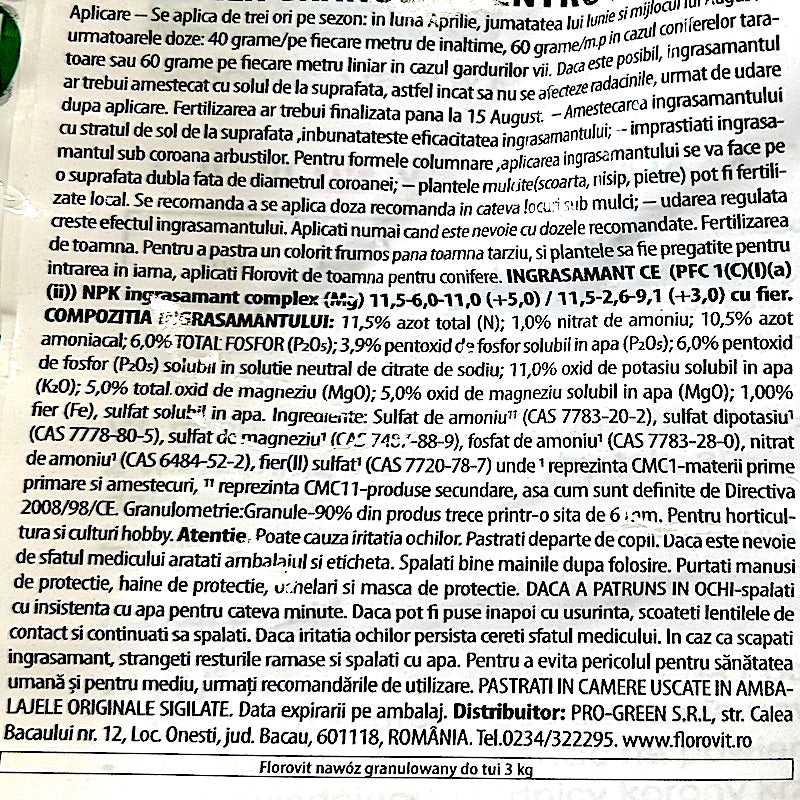 Florovit Ingrasamant Pentru Tuia 3 Kg