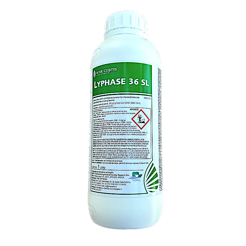 Lyphase 36Sl 1L, Erbicid Total Sistemic, Post Emergent, Neselectiv, Glifosat (Buruieni Monocotiledonate Si Dicotiledonate, Anuale Si Perene)