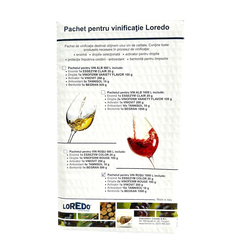 Pachet Vinificatie 1.000L Pentru Vin Rosu-Loredo