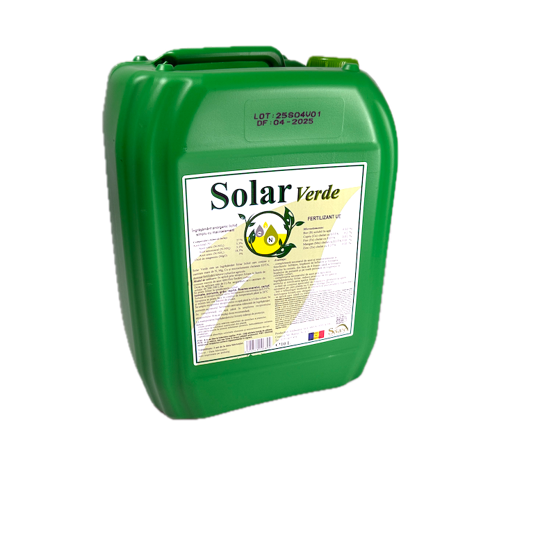 Solar Verde 10 L, Ingrasamant Foliar Lichid, Solarex, Pe Baza De Azot, Magneziu Si Microelemente (Bor, Cupru, Fier, Mangan, Zinc) Pentru Culturile De Cereale, Floarea Soarelui, Vita De Vie, Pomi Si Arbusti Fructiferi, Porumb