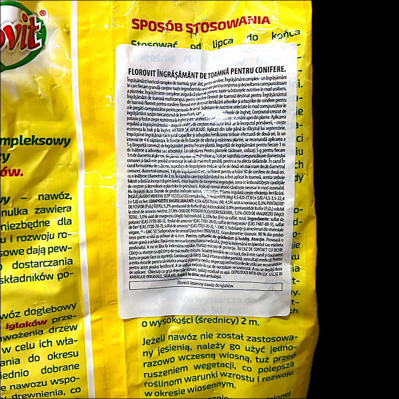 Florovit Ingrasamant De Toamna Pentru Conifere 3 Kg