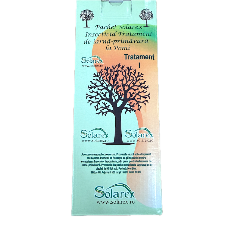 Pachet Ulei+Insecticid Pomi 50L Apa -Prima Stropire- Midos Oil Adjuvant 500 Ml + Insecticid Talent Blue 10 Ml