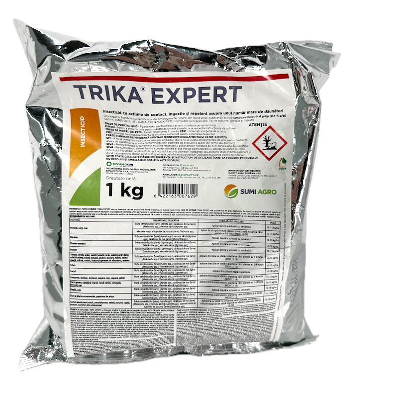 Trika Expert 1 Kg, Insecticid De Contact Si Ingestie, Combate Buha Semanatorilor, Carabusul De Mai, Viermele Sarma (Porumb, Sorg, Mei, Floarea Soarelui, Cartof, Pepeni, Morcov, Varza, Flori, Tomate, Vinete)