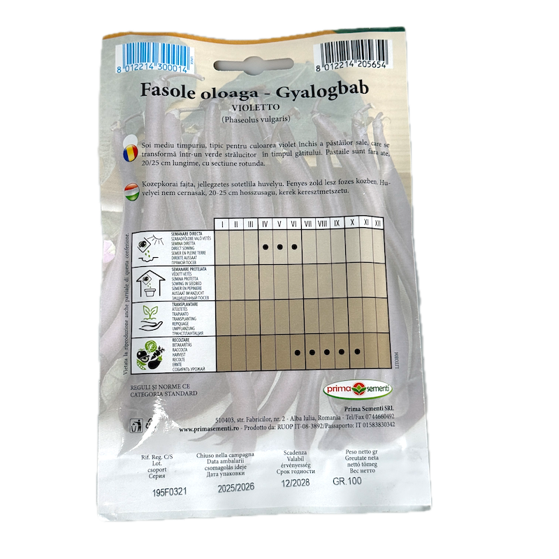 Seminte Fasole Oloaga Lata Violetto 100 Gr, Prima Sementi