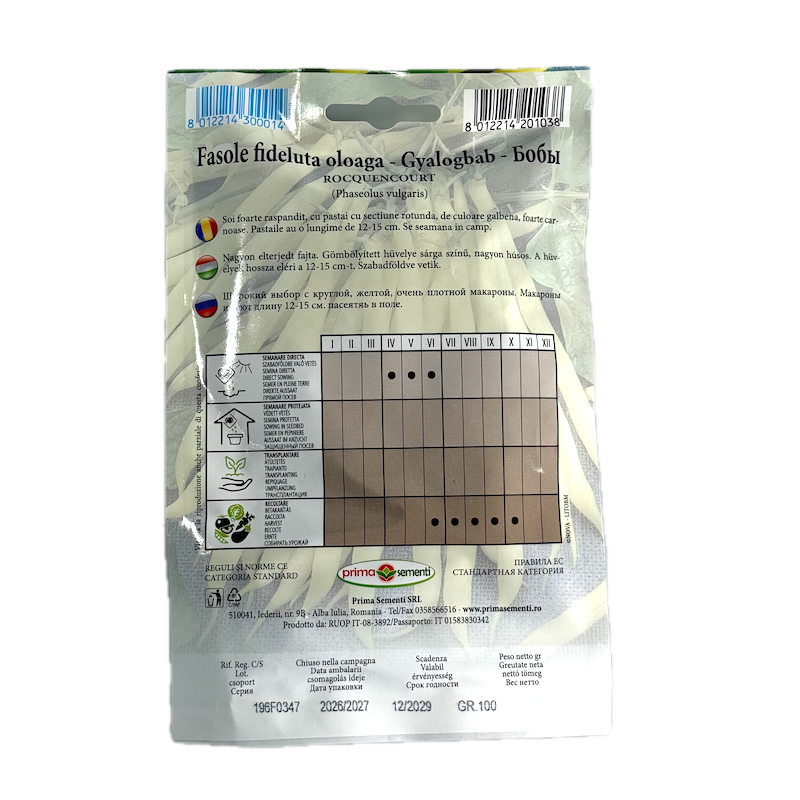 Seminte Fasole Oloaga Galbena Fideluta Rocquencourt 100 Gr, Prima Sementi
