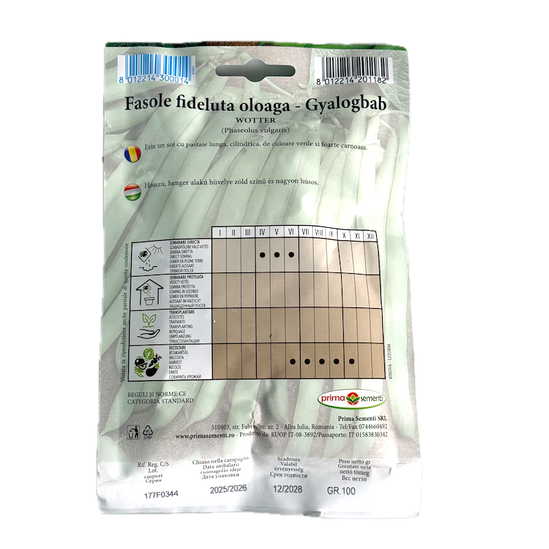 Seminte Fasole Oloaga Verde Fideluta Wotter 100 Gr, Prima Sementi