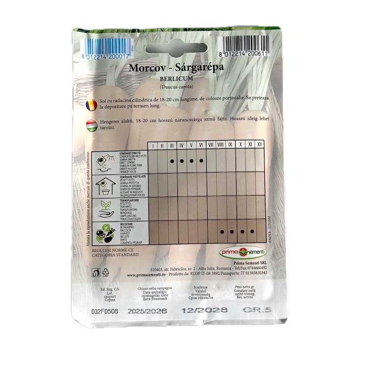 Seminte Morcov Berlicum 5 Gr, Prima Sementi