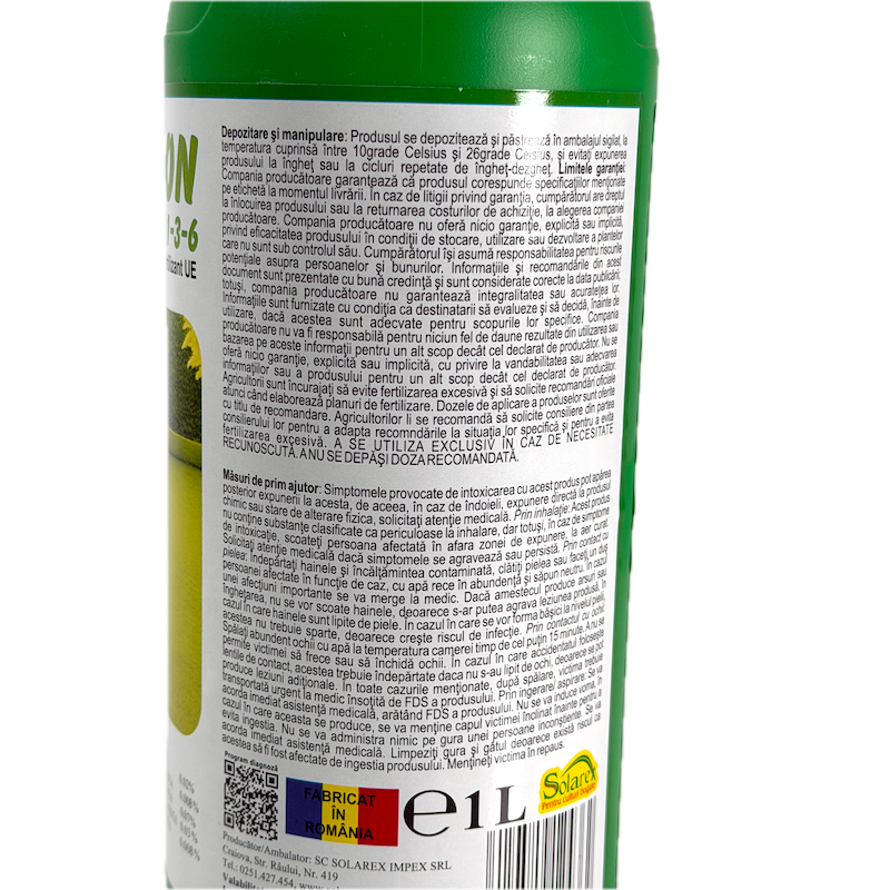 Solar Gazon 11-3-6 1L, Ingrasamant Foliar Cu Aminoacizi, Npk Si Microelemente Pentru Gazon