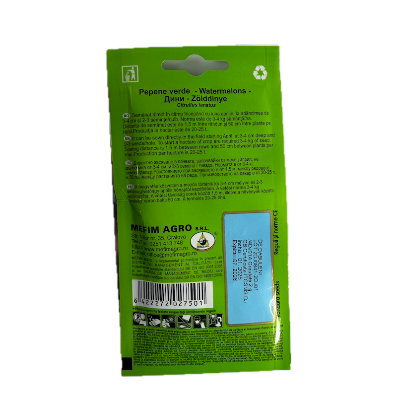 Seminte Pepene Verde Dulce De Dabuleni 2 Gr, Mefim
