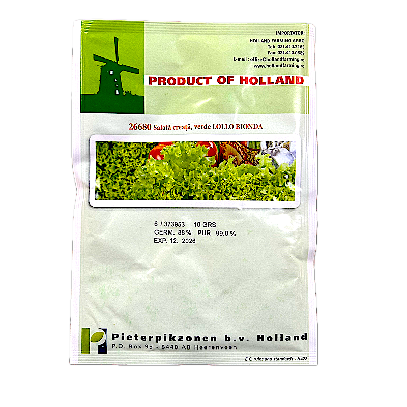Seminte Salata Creata Verde Lollo Bionda 10 Gr, Holland