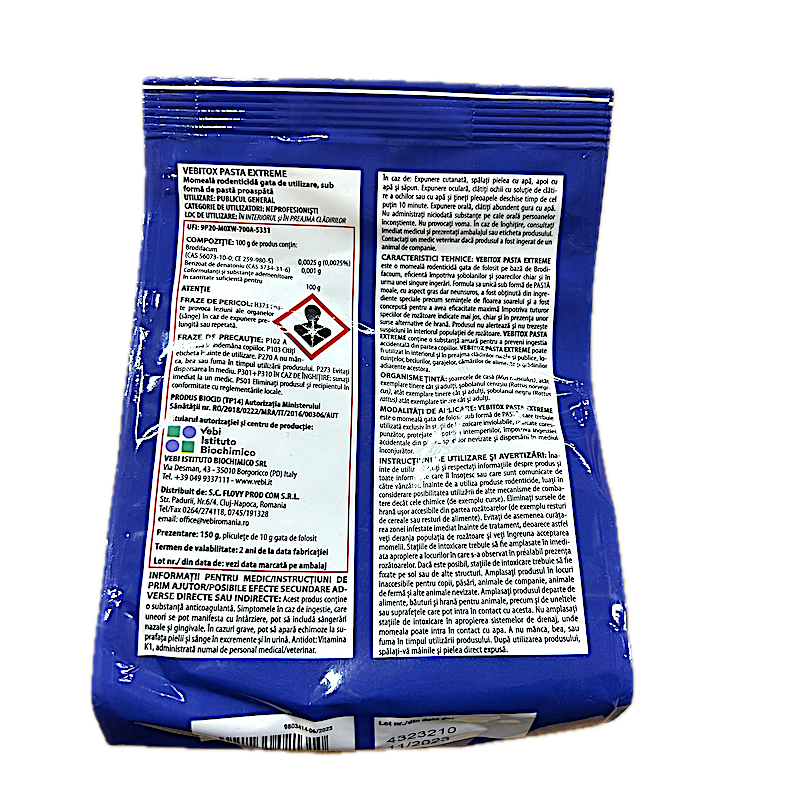 Vebitox Pasta Extreme 150 Gr, Raticid, Vebi