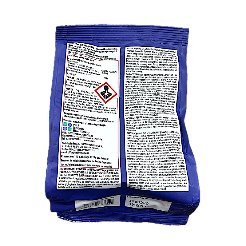 Vebitox Pasta Plus 150 Gr, Raticid, Vebi