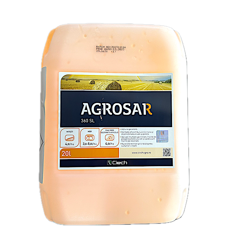 Agrosar 360Sl 20L, Erbicid Total Sistemic, Post Emergent, Neselectiv, Glifosat (Buruieni Monocotiledonate Si Dicotiledonate, Anuale Si Perene)