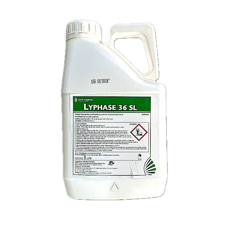 Lyphase 36Sl 5L, Erbicid Total Sistemic, Post Emergent, Neselectiv, Glifosat (Buruieni Monocotiledonate Si Dicotiledonate, Anuale Si Perene)