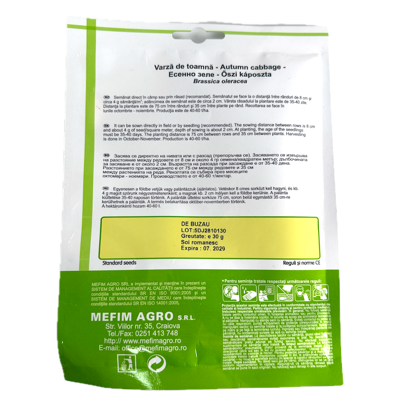 Seminte Varza Toamna De Buzau 30 Gr, Mefim