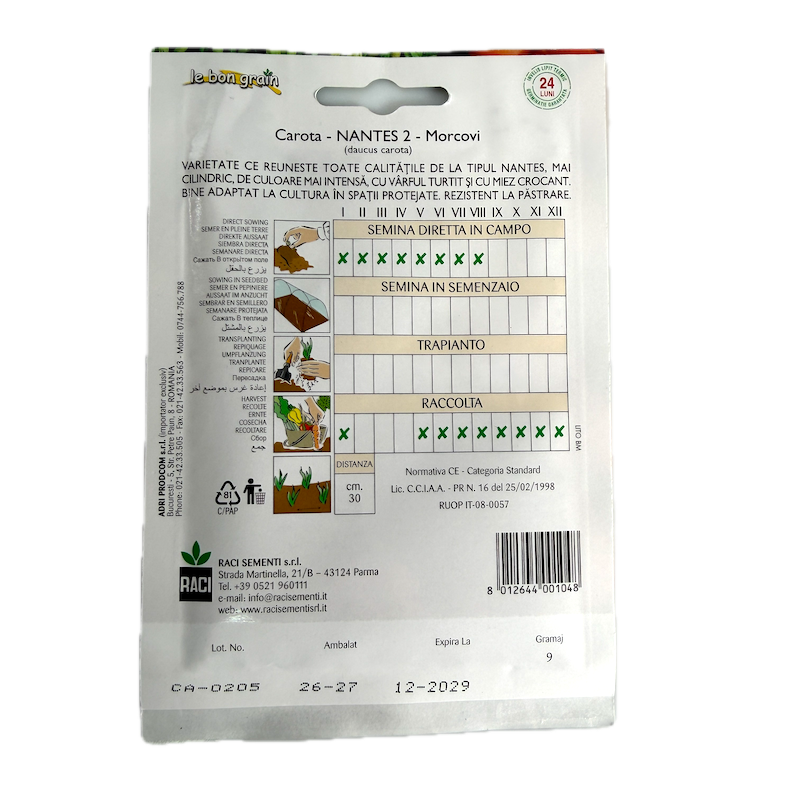 Seminte Morcov Nantes-2 9 Gr, Le Bon Grain