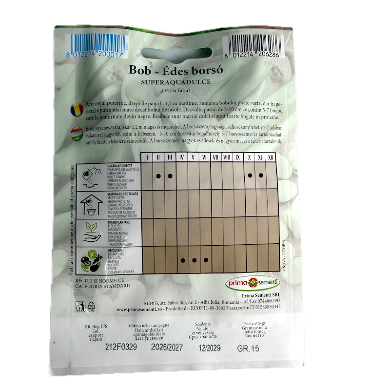 Seminte Bob Superaquadulce 15 Gr, Prima Sementi