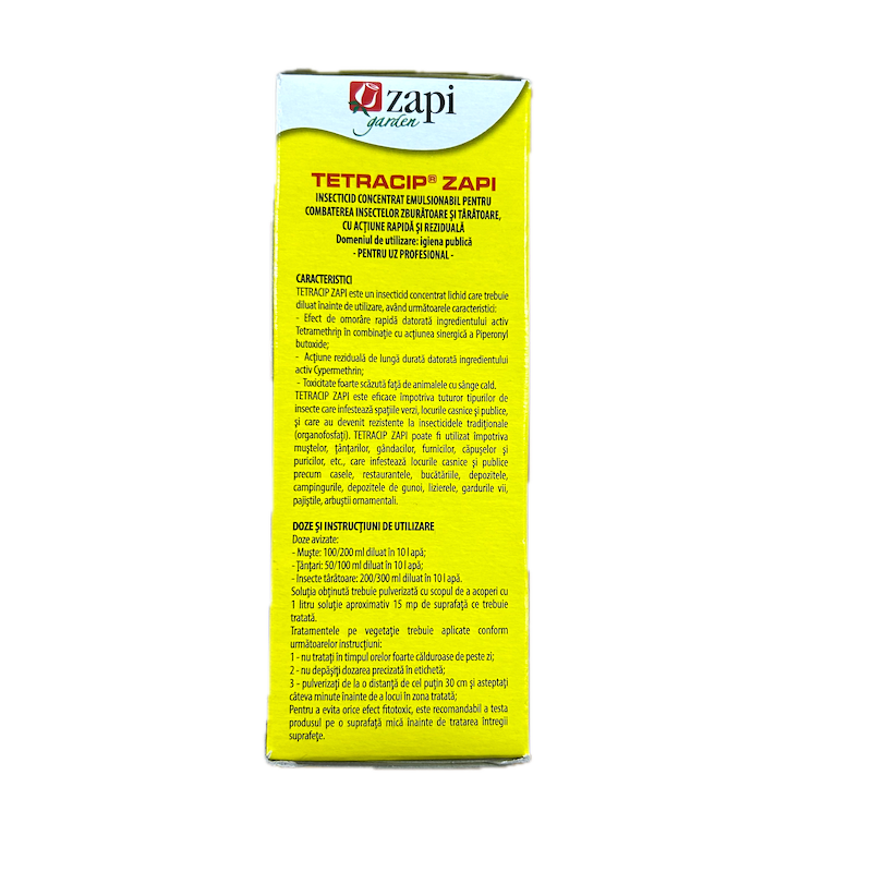 Tetracip Zapi 100 Ml, Insecticid Concentrat Emulsionabl, Romvac, Actiune Rapida Si Reziduala, Muste, Tantari, Insecte Taratoare