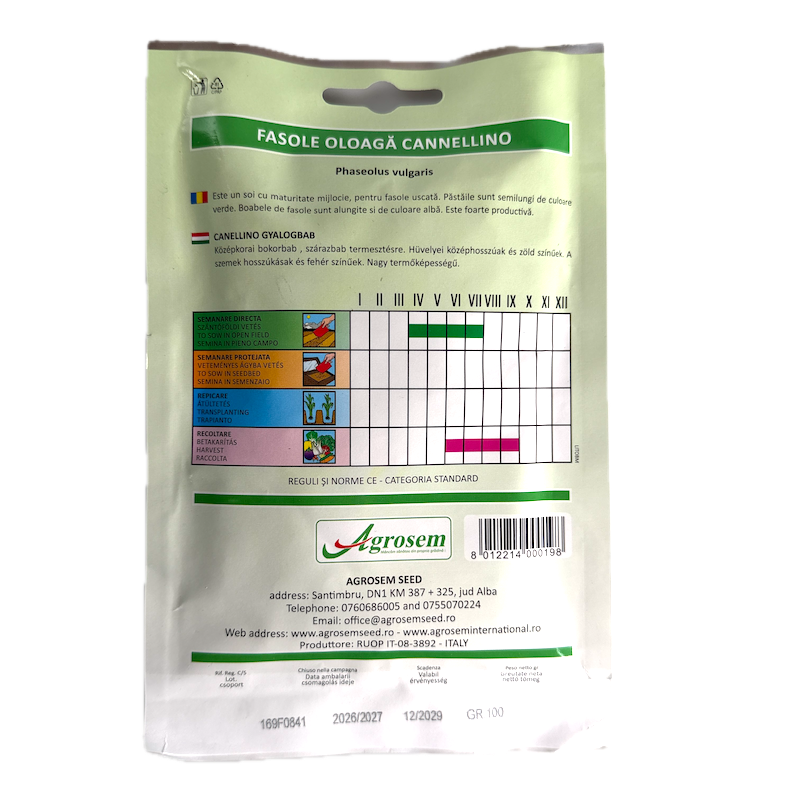 Seminte Fasole Pitica Pentru Boabe Albe Cannelino 100 Gr, Agrosem