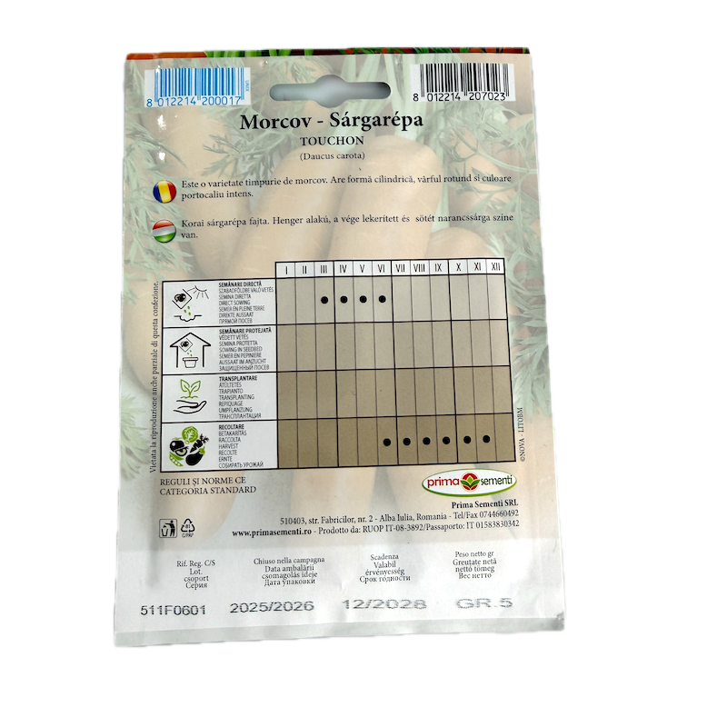 Seminte Morcov Touchon 5 Gr, Prima Sementi