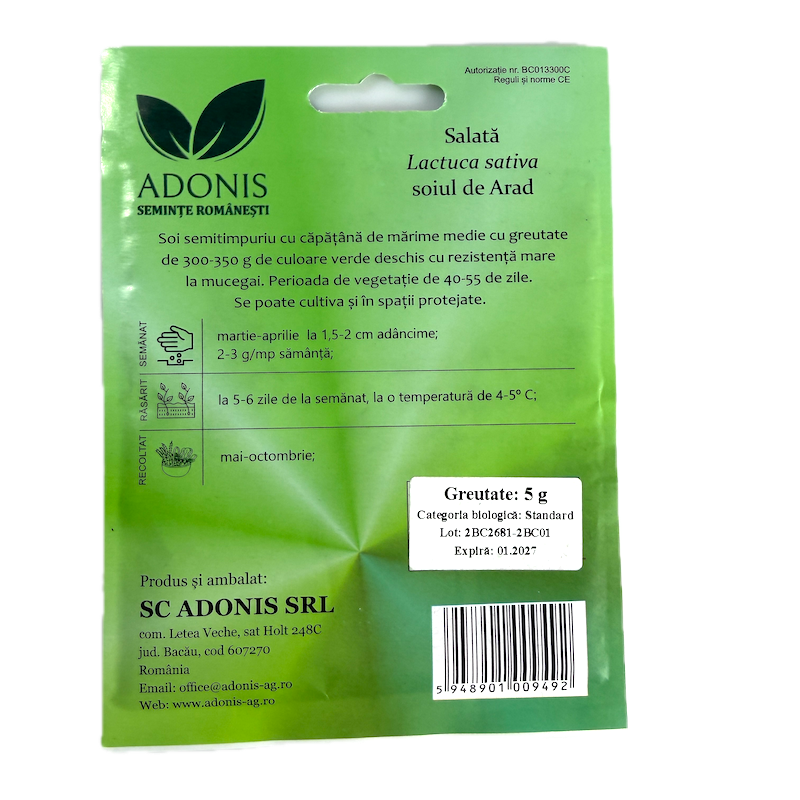 Seminte Salata De Arad 5 Gr, Adonis