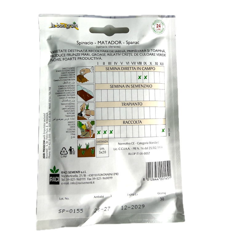 Seminte Spanac Matador 30 Gr, Le Bon Grain