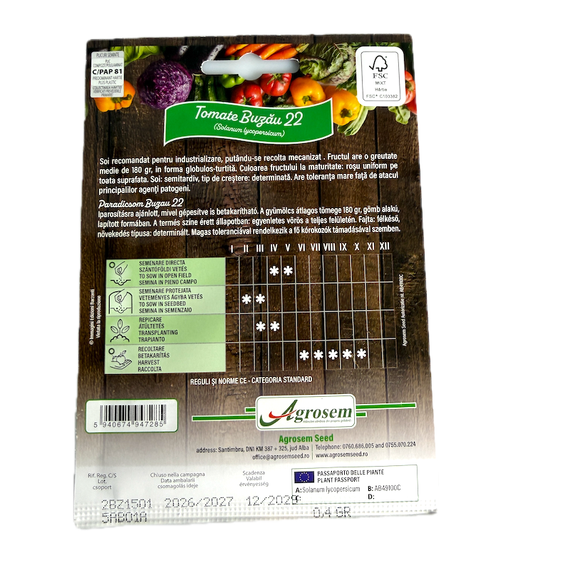 Seminte Tomate Buzau 22 2 Gr, Agrosem