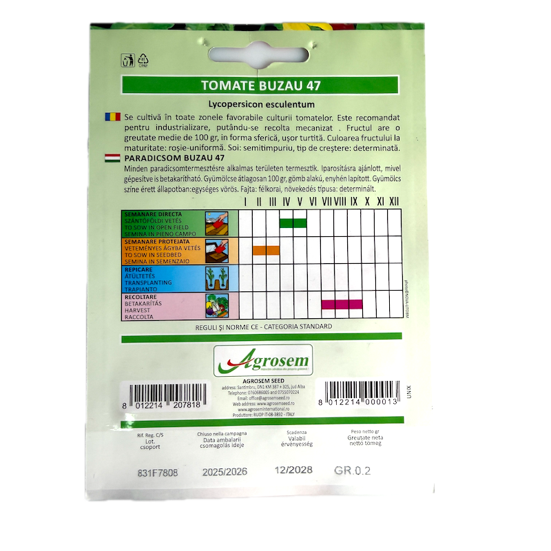 Seminte Tomate Buzau 47 2 Gr, Agrosem