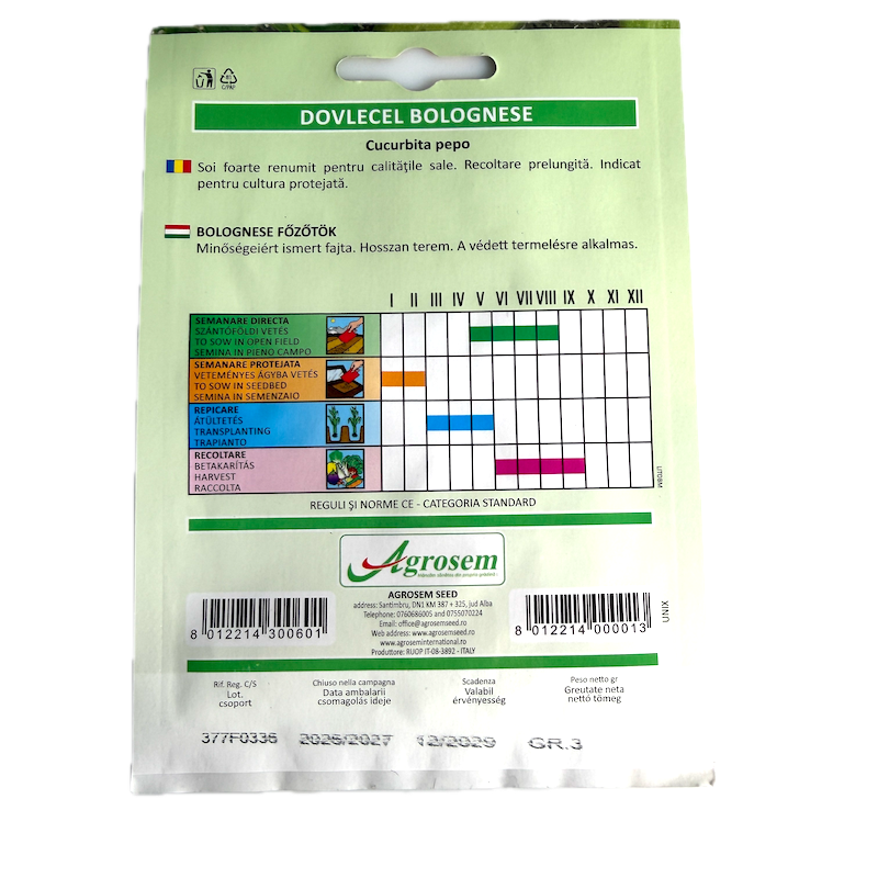 Seminte Dovlecel Bolognese 3 Gr, Agrosem
