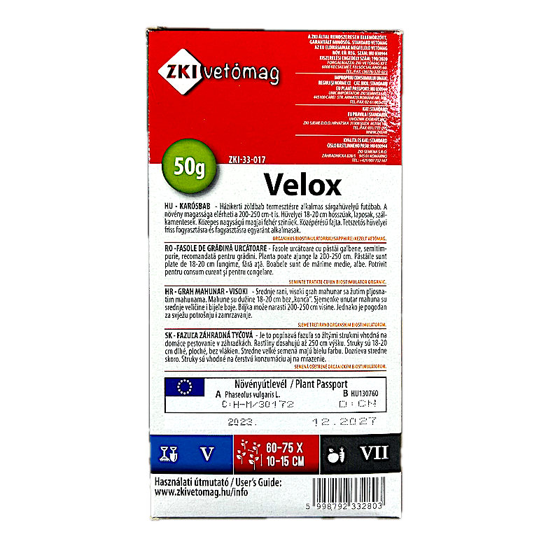 Seminte Fasole Urcatoare Galbena Lata Velox 50 Gr, Zki