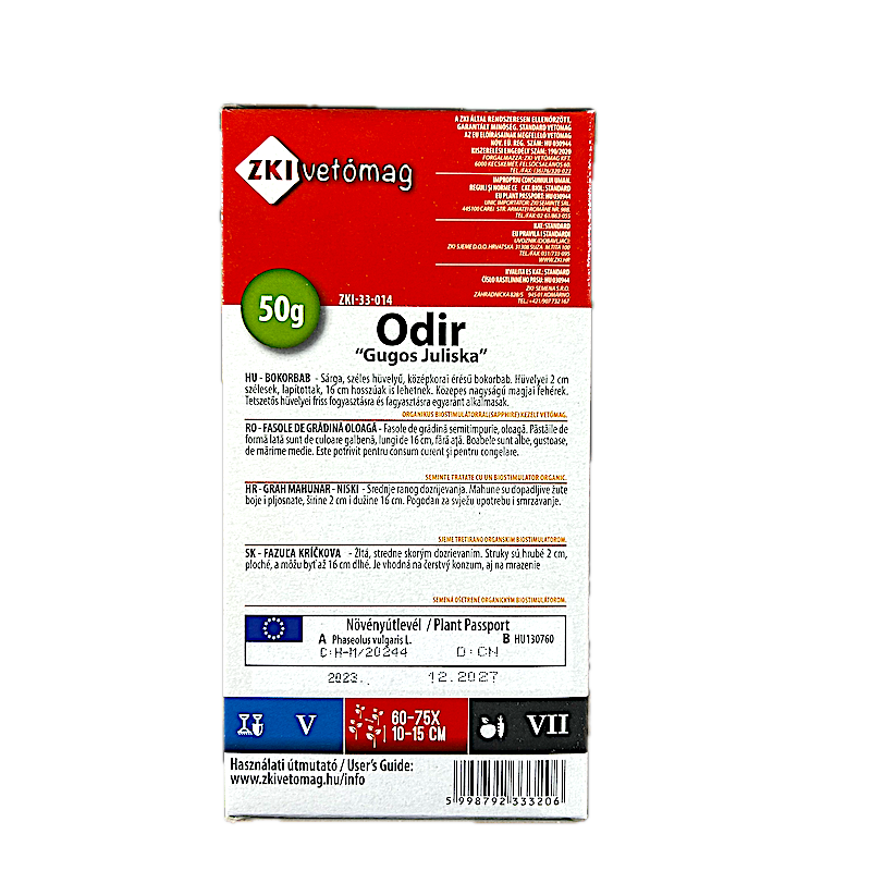 Seminte Fasole Galbena Lata Oloaga Odir 50 Gr, Zki