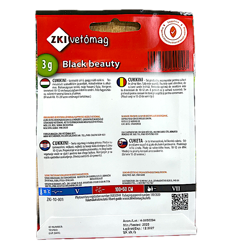 Seminte Dovlecel Black Beauty 3 Gr, Zki