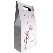 Cutie Tip Sacosa Pentru Sticle, Model "Flori" Roz