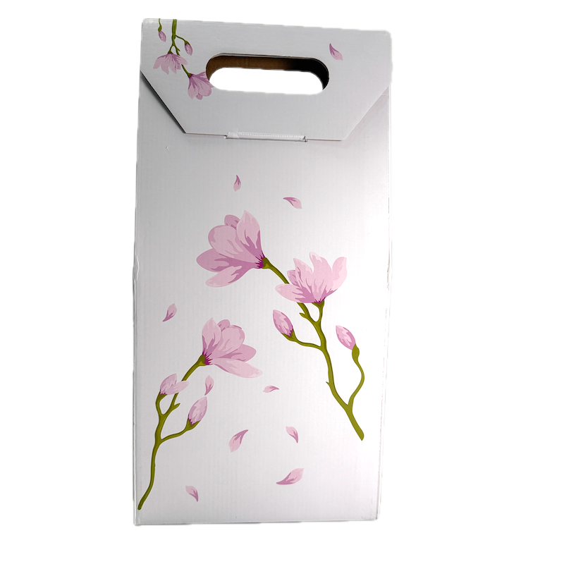 Cutie Tip Sacosa Pentru Sticle, Model "Flori" Roz