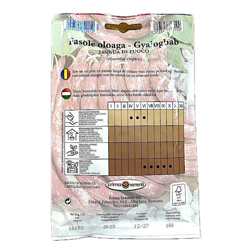 Seminte Fasole Oloaga Pestrita Lingua Di Fuoco 100 Gr, Prima Sementi