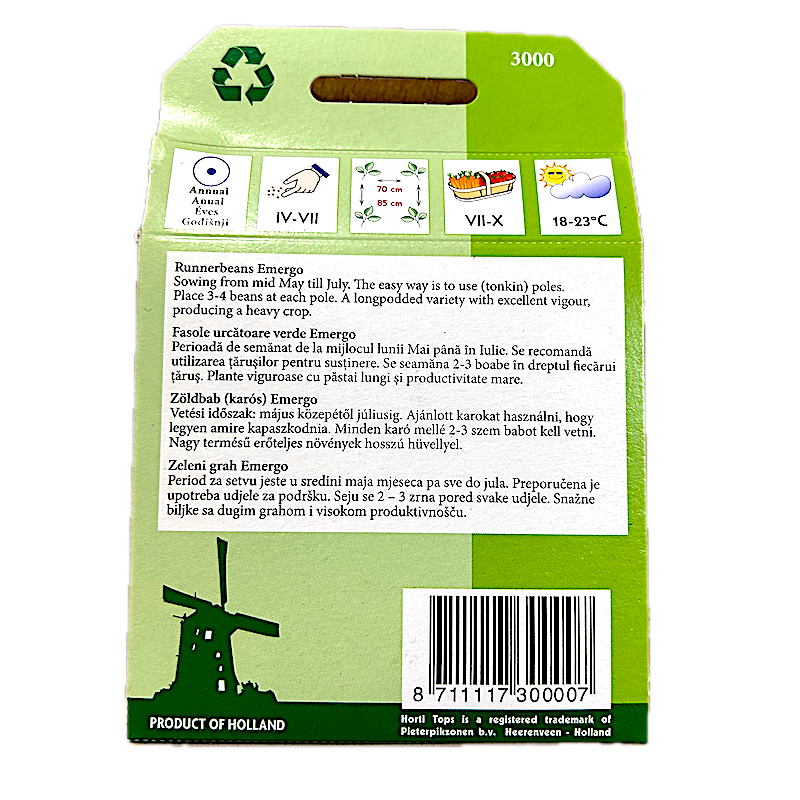 Seminte Fasole Verde Urcatoare Emergo 100 Gr, Holland