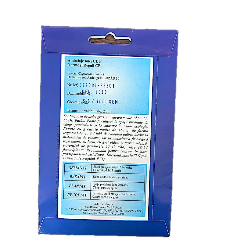 Seminte Ardei Gras Buzau10 5 Gr, Scdl Buzau