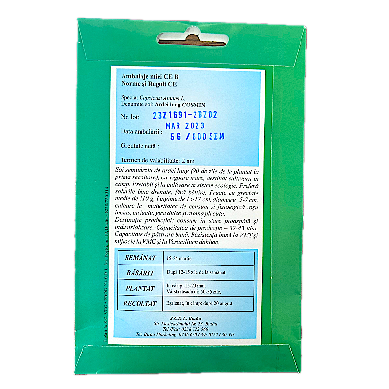 Seminte Ardei Lung Cosmin 5 Gr, Scdl Buzau