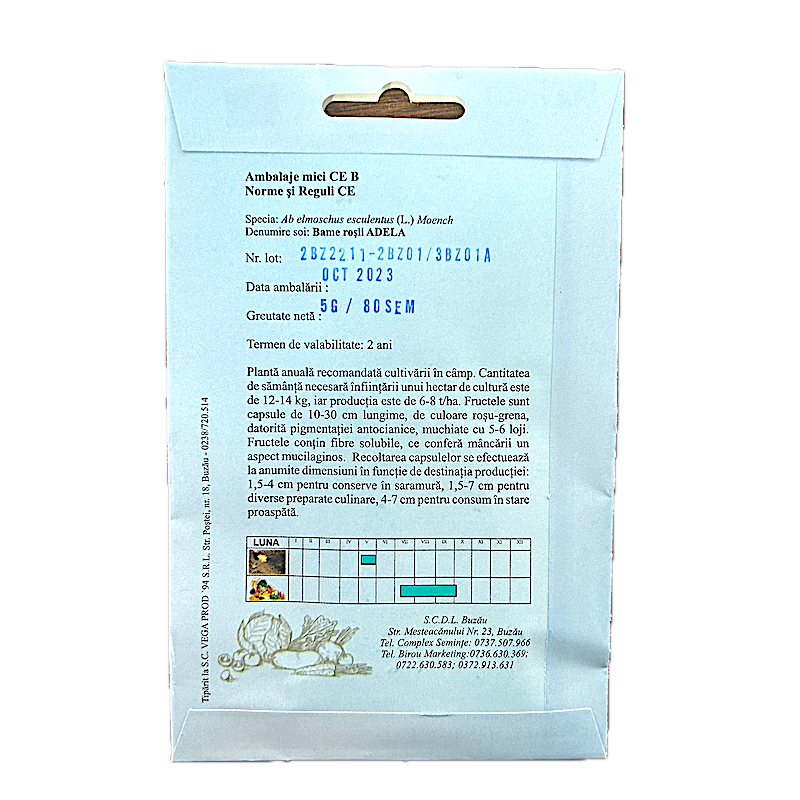 Seminte Bame Rosii Adela 5 Gr, Scdl Buzau