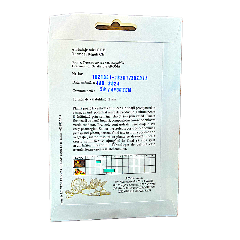 Seminte Salata Iute Aroma 5 Gr, Scdl Buzau