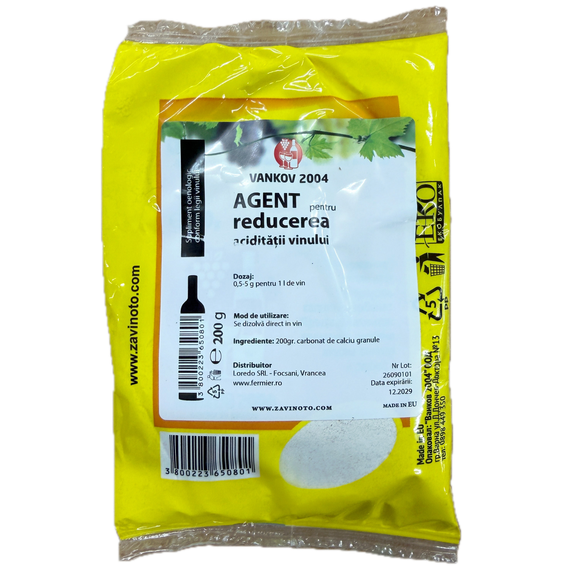 Carbonat De Calciu 200 Gr, Agent Pentru Reducerea Aciditatii Vinului, Loredo